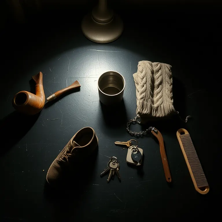 Household objects from six families arranged on a table